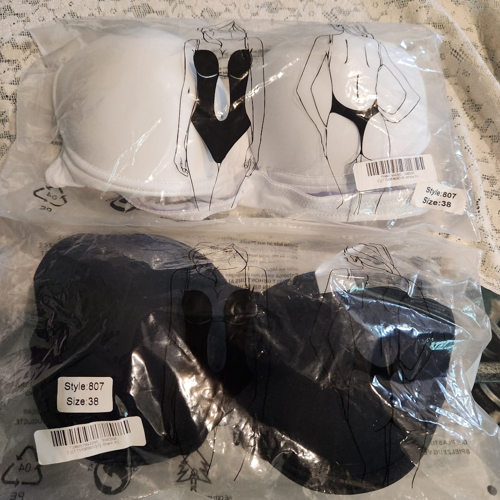 White & Black Bra Thong Bodysuit Size 38